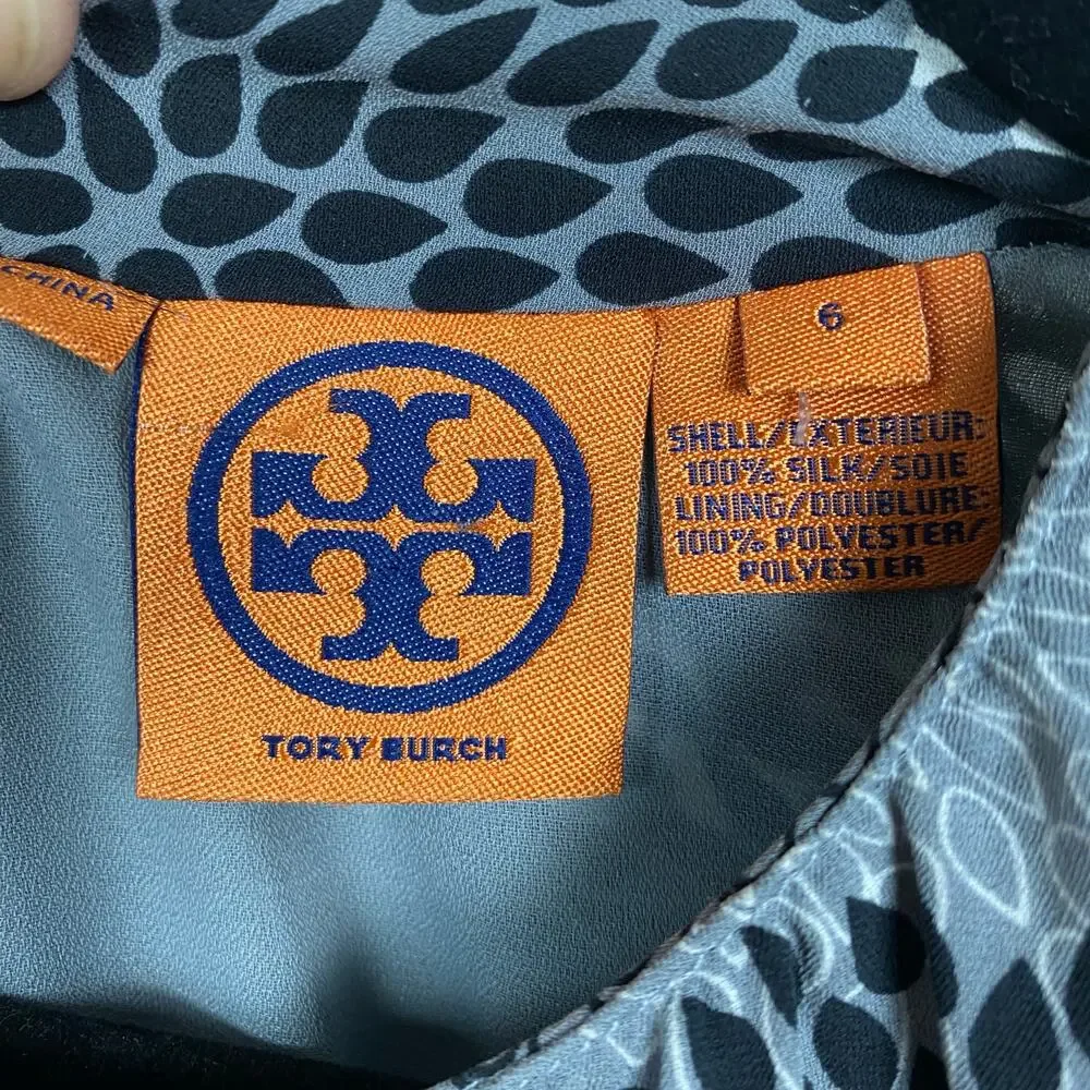 Tory Burch Gray&Black Pattern Silk Long Sleeve Dress Sz.6